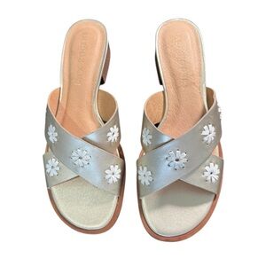 Jack Rogers Rondelle City Leather Sandals Beige Gold Neutral Sandals Size 8